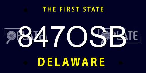 847OSB Delaware License Plate