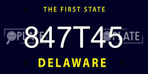 847T45 Delaware License Plate