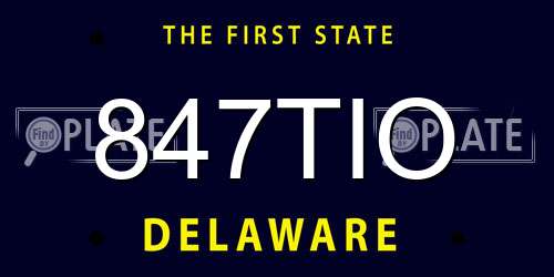 847TIO Delaware License Plate