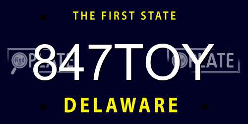 847TOY Delaware License Plate