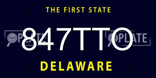 847TTO Delaware License Plate
