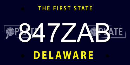 847ZAB Delaware License Plate