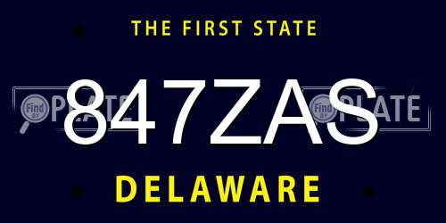 847ZAS Delaware License Plate