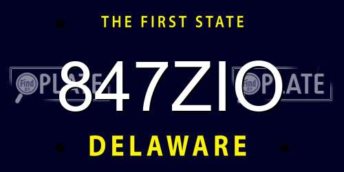 847ZIO Delaware License Plate