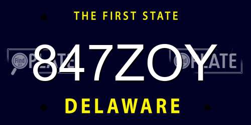847ZOY Delaware License Plate