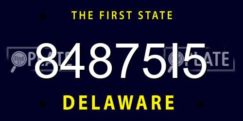 84875I5 Delaware License Plate