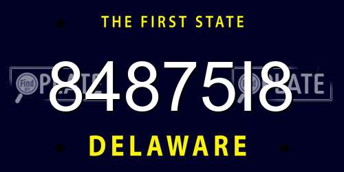 84875I8 Delaware License Plate