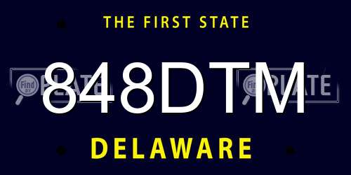 848DTM Delaware License Plate