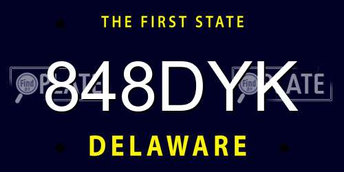 848DYK Delaware License Plate