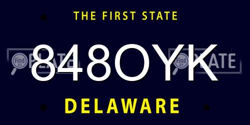 848OYK Delaware License Plate