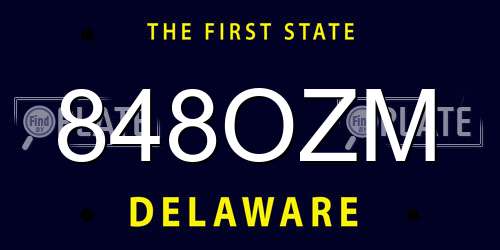 848OZM Delaware License Plate