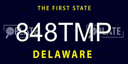 848TMP Delaware License Plate