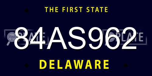 84AS962 Delaware License Plate