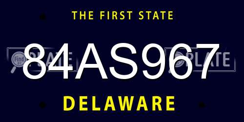 84AS967 Delaware License Plate