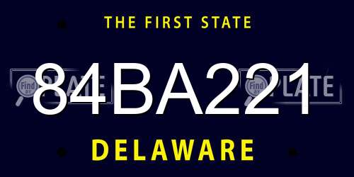 84BA221 Delaware License Plate