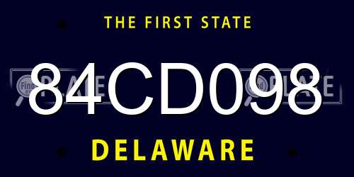 84CD098 Delaware License Plate