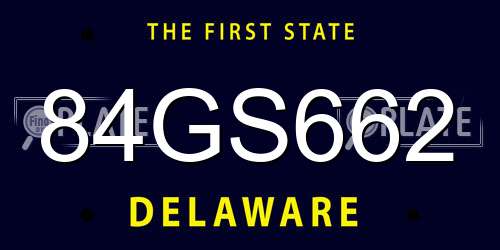 84GS662 Delaware License Plate