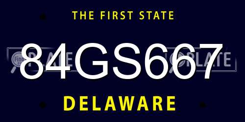 84GS667 Delaware License Plate