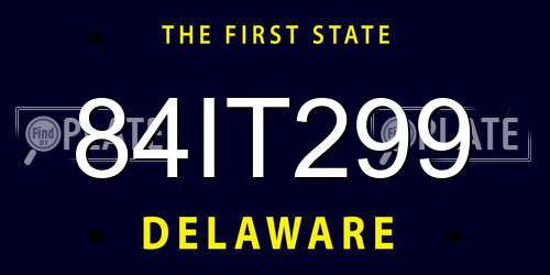 84IT299 Delaware License Plate