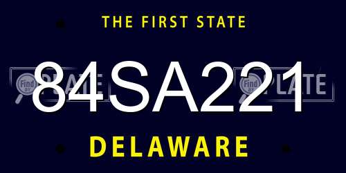 84SA221 Delaware License Plate