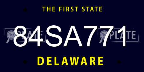 84SA771 Delaware License Plate