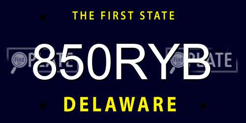 850RYB Delaware License Plate