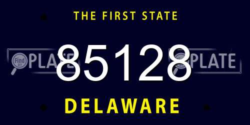 85128 Delaware License Plate