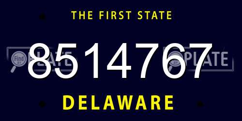 8514767 Delaware License Plate