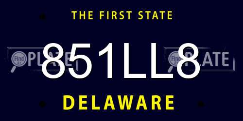 851LL8 Delaware License Plate