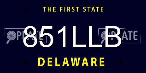 851LLB Delaware License Plate