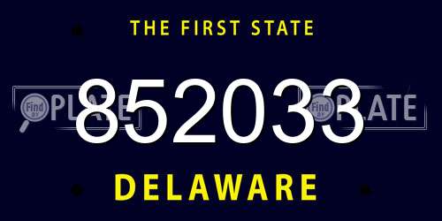 852033 Delaware License Plate