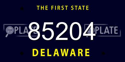 85204 Delaware License Plate