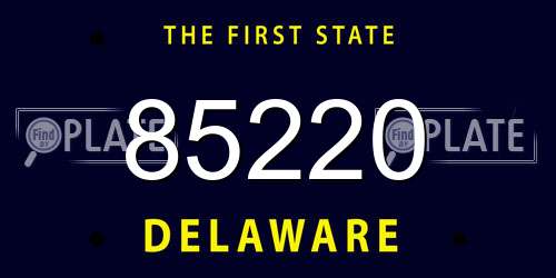 85220 Delaware License Plate