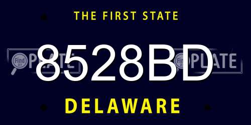 8528BD Delaware License Plate