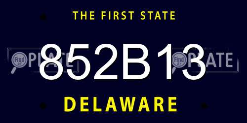 852B13 Delaware License Plate