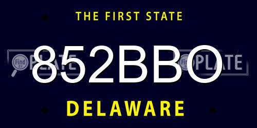 852BBO Delaware License Plate
