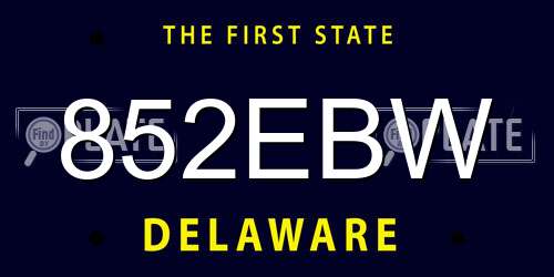 852EBW Delaware License Plate
