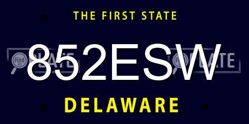 852ESW Delaware License Plate