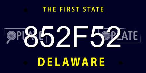 852F52 Delaware License Plate