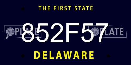 852F57 Delaware License Plate