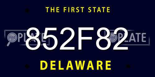 852F82 Delaware License Plate