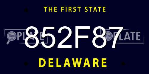 852F87 Delaware License Plate