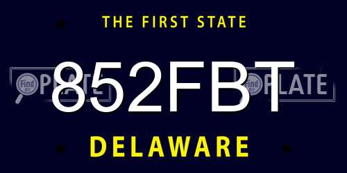 852FBT Delaware License Plate