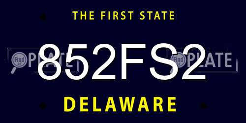 852FS2 Delaware License Plate