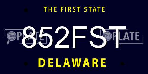 852FST Delaware License Plate