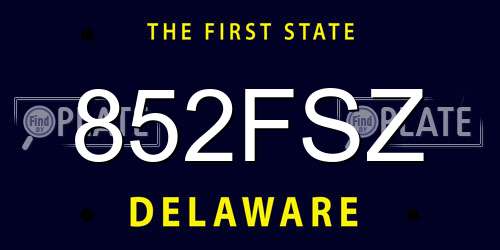 852FSZ Delaware License Plate