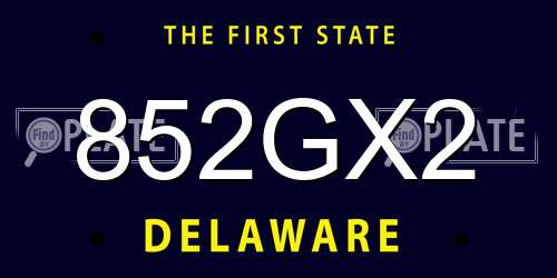 852GX2 Delaware License Plate