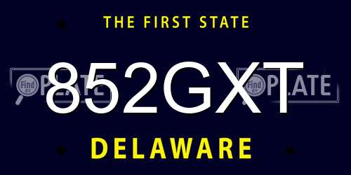 852GXT Delaware License Plate