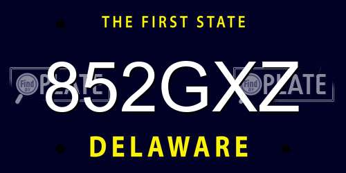 852GXZ Delaware License Plate