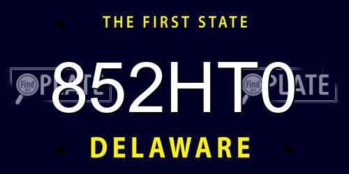 852HT0 Delaware License Plate